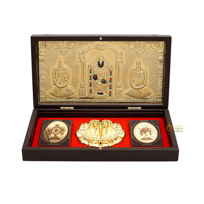 Lord Balaji Venkateshwar  Wooden Charan Paduka Diwali Pooja Gift Decor Box by vendor-unknown - Spiritual (View 4)