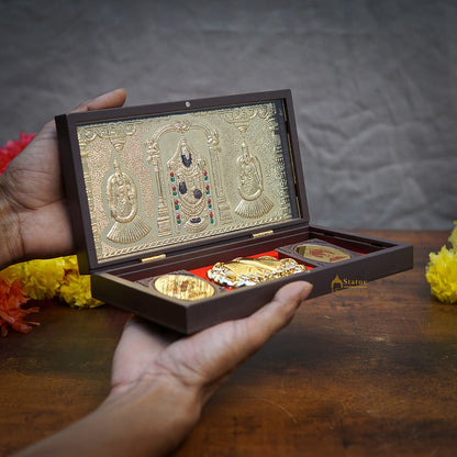 Lord Balaji Venkateshwar  Wooden Charan Paduka Diwali Pooja Gift Decor Box by vendor-unknown - Spiritual (View 3)