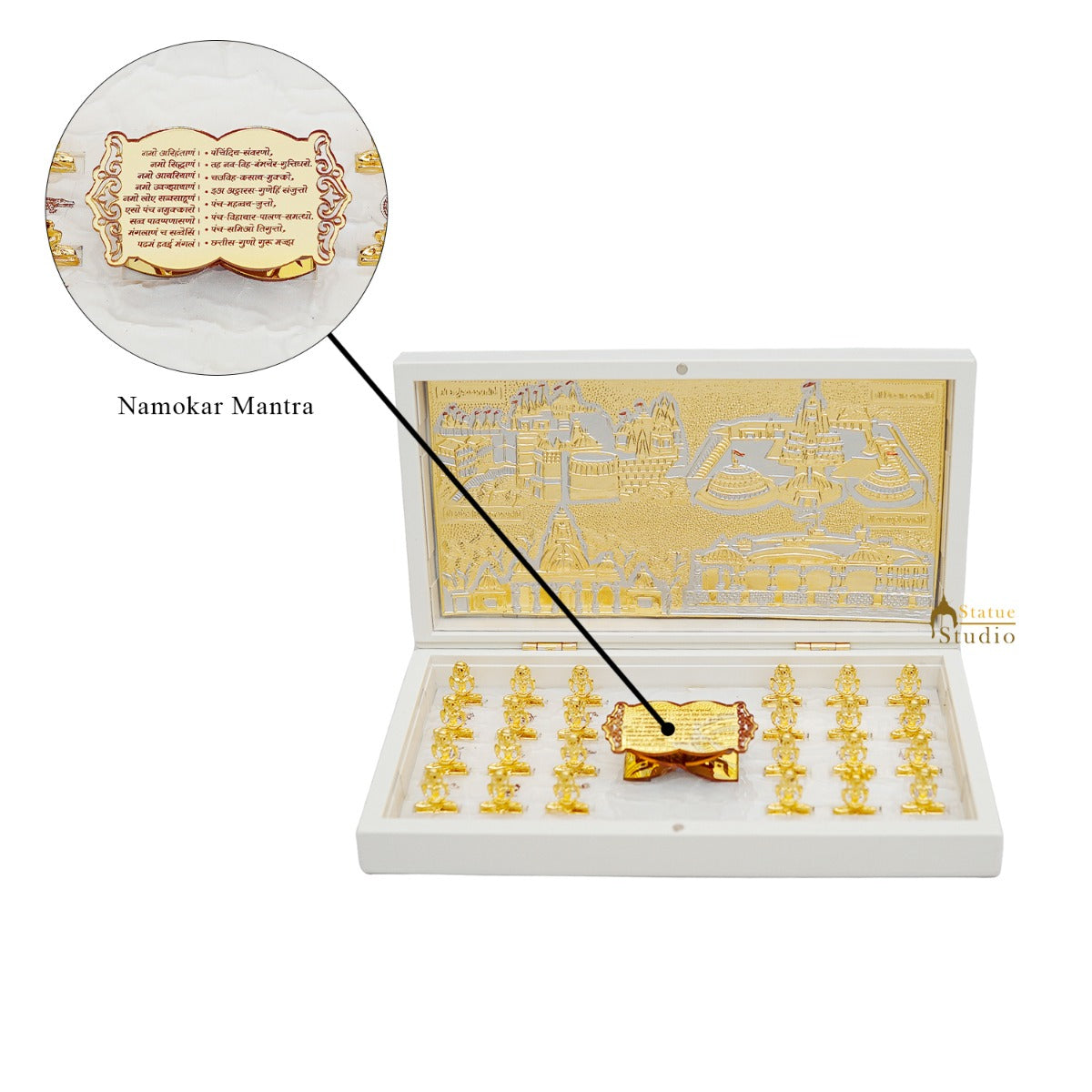 Jainism Wooden Charan Paduka Diwali Pooja Gift Decor Box