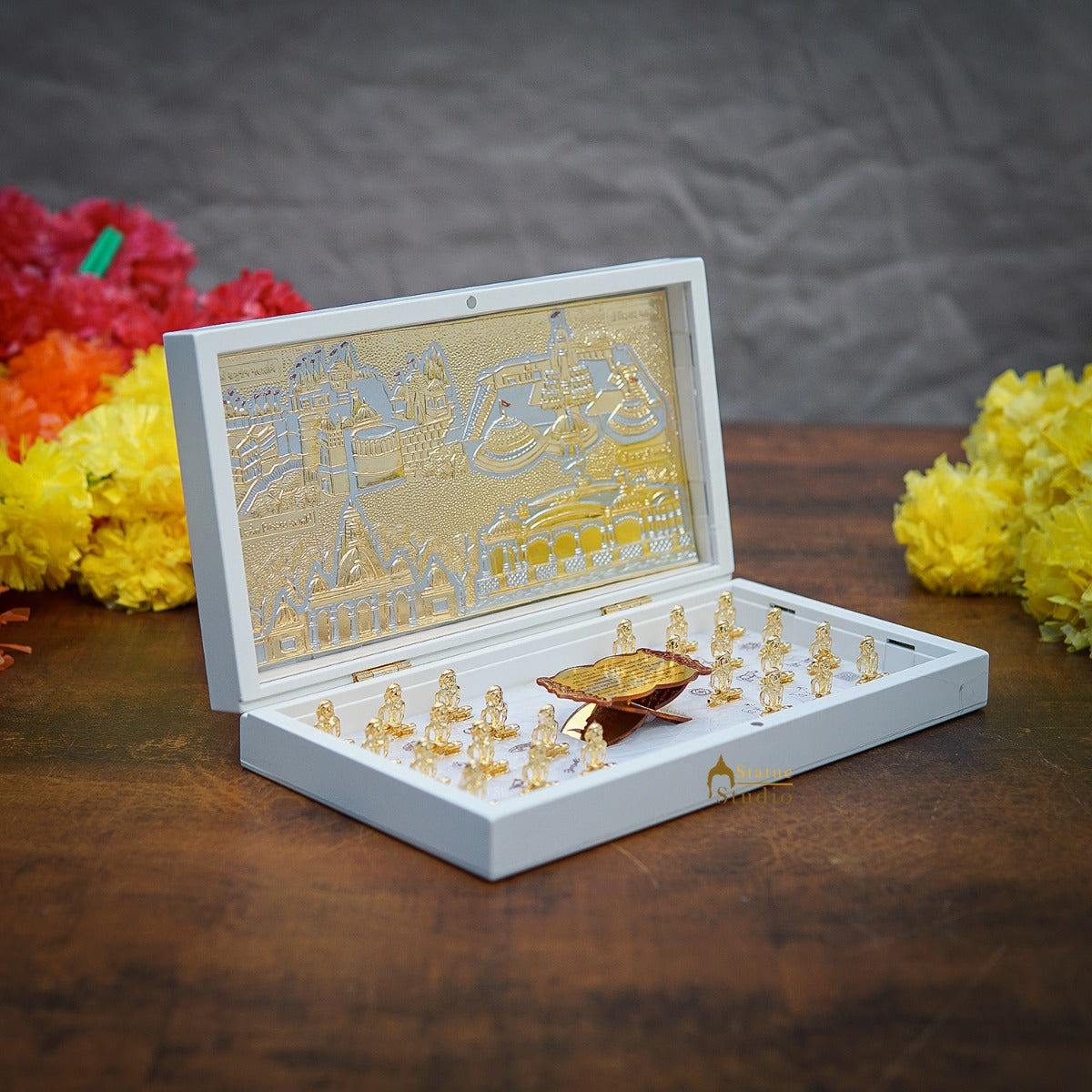 Jainism Wooden Charan Paduka Diwali Pooja Gift Decor Box - Image 2