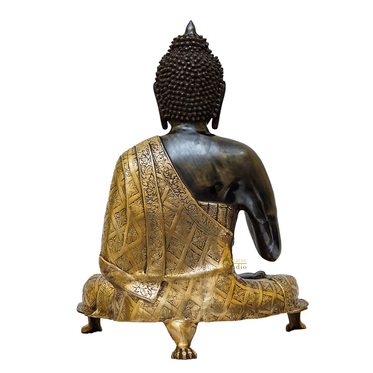 Brass Large Blessing Buddha Statue Antique Gold Finish For Home Decor 2 Feet - Image 6