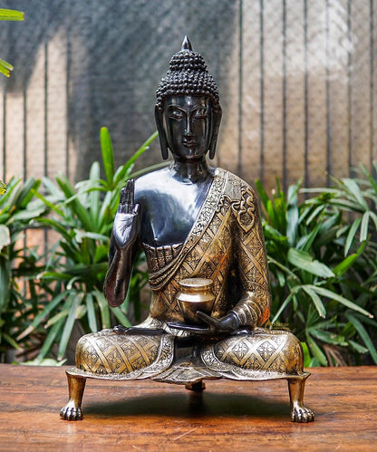 Brass Large Blessing Buddha Statue Antique Gold Finish For Home Decor 2 Feet by vendor-unknown - Buddha (View 2)