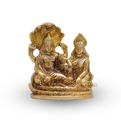 Brass Vishnu Lakshmi Idol Statue For Home Temple Pooja Room Decor 4" by vendor-unknown - Hindu Gods (View 4)