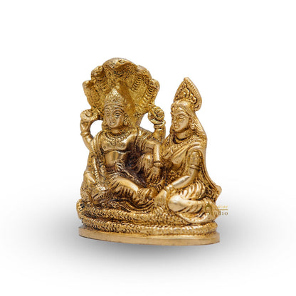 Brass Vishnu Lakshmi Idol Statue For Home Temple Pooja Room Decor 4" by vendor-unknown - Hindu Gods (View 5)