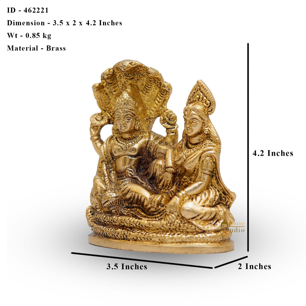 Brass Vishnu Lakshmi Idol Statue For Home Temple Pooja Room Decor 4" - Image 7