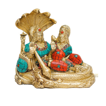 Brass Vishnu Lakshmi Idol Statue For Home Temple Pooja Room Decor 6" by vendor-unknown - Hindu Gods (View 4)