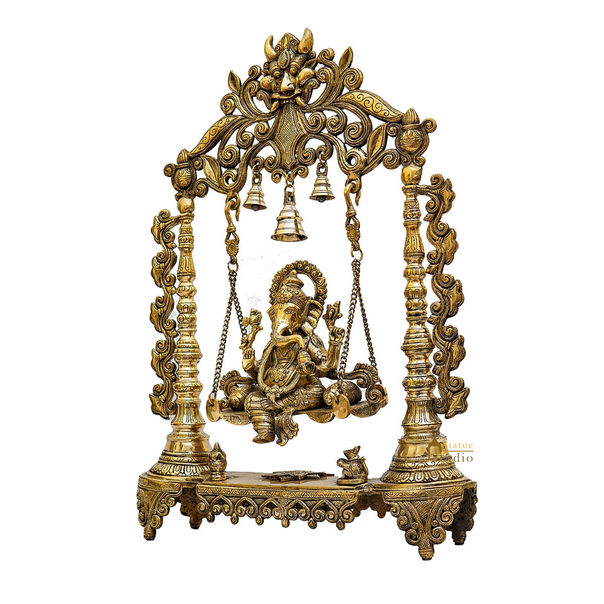Brass Large Ganesha Idol With Swing For Home Office Temple Decor 2 Feet