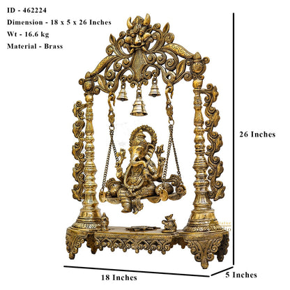 Brass Large Ganesha Idol With Swing For Home Office Temple Decor 2 Feet by vendor-unknown - Hindu Gods (View 5)