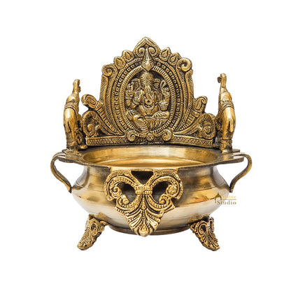 Brass Ganesha Urli Bowl For Home Diwali Decor Gifting Showpiece by vendor-unknown - Decor (View 5)
