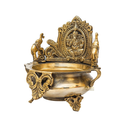 Brass Ganesha Urli Bowl For Home Diwali Decor Gifting Showpiece by vendor-unknown - Decor (View 7)