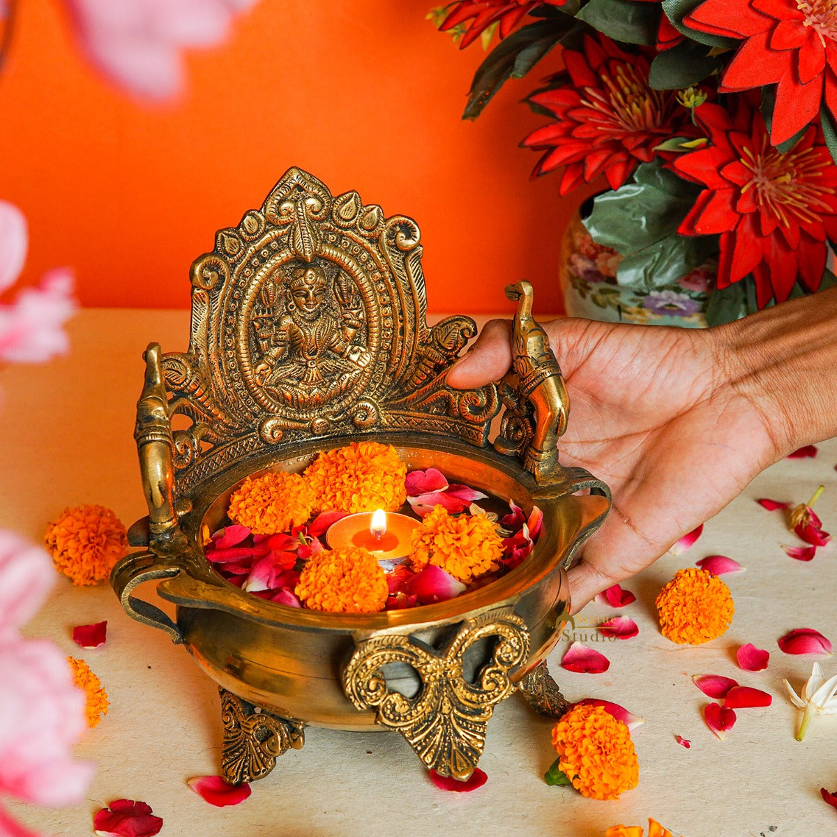 Brass Lakshmi Urli Bowl For Home Diwali Decor Gifting Showpiece