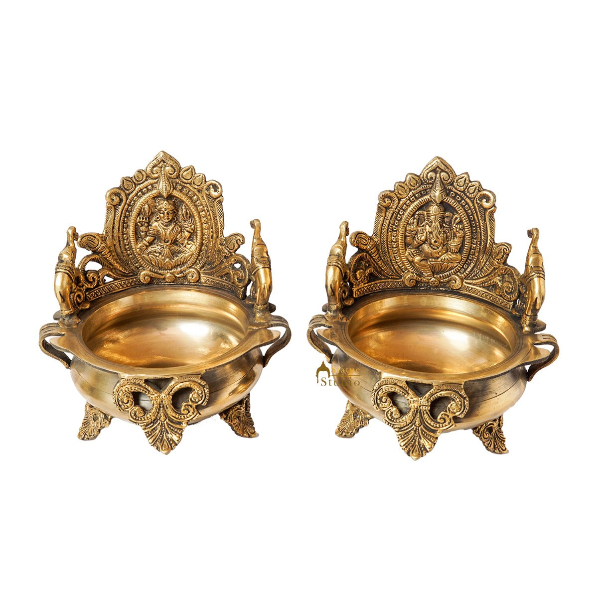 Brass Ganesha Lakshmi Urli Bowl For Home Diwali Decor Gifting Showpiece