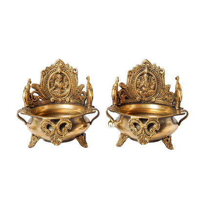Brass Ganesha Lakshmi Urli Bowl For Home Diwali Decor Gifting Showpiece by vendor-unknown - Decor (View 7)