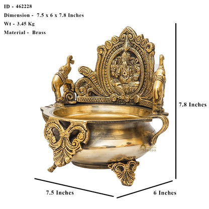Brass Ganesha Lakshmi Urli Bowl For Home Diwali Decor Gifting Showpiece by vendor-unknown - Decor (View 9)
