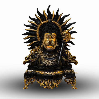 Brass Hanuman Bust Statue Idol For Home Office Temple Lucky Decor 14" by vendor-unknown - Hindu Gods (View 3)