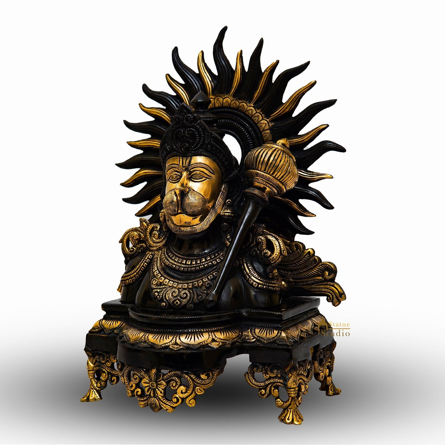 Brass Hanuman Bust Statue Idol For Home Office Temple Lucky Decor 14" - Image 4