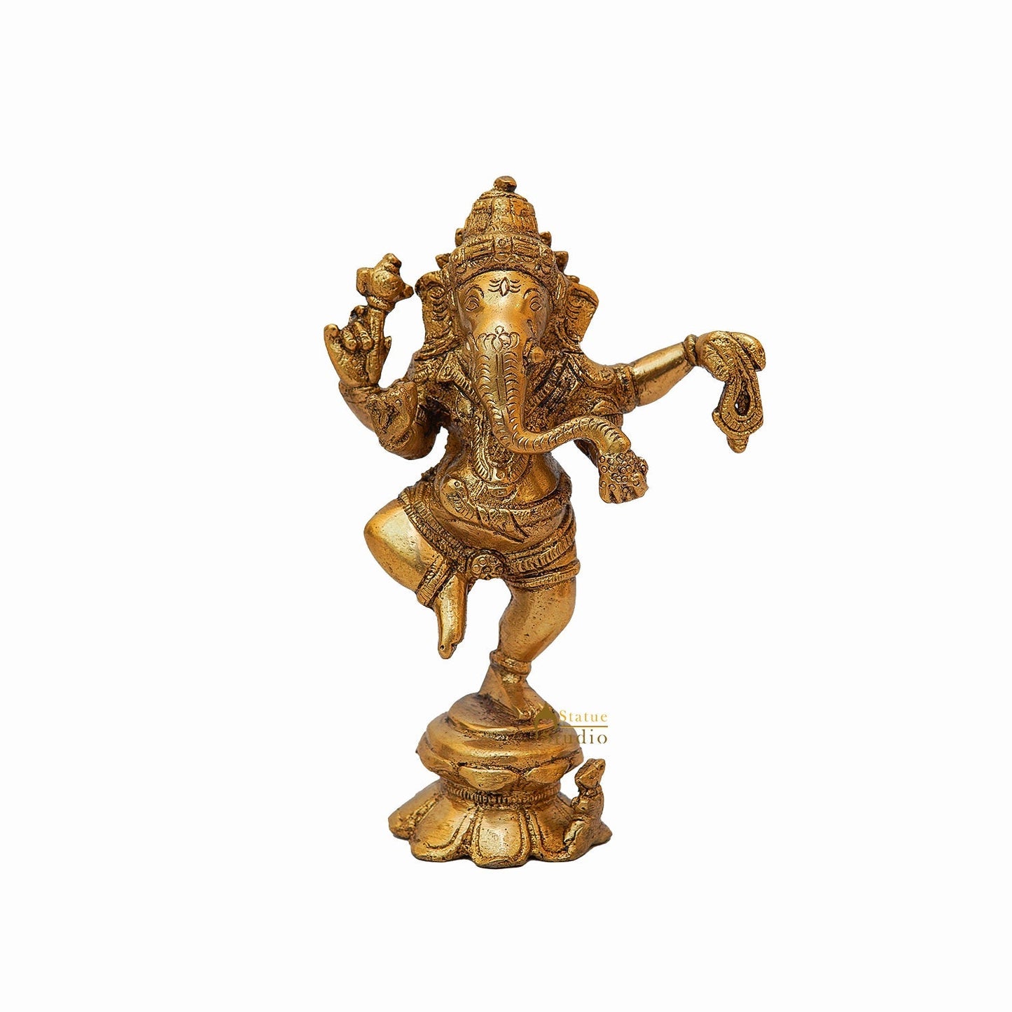 Brass Dancing Ganesha Idol For Home Decor 6 Inch