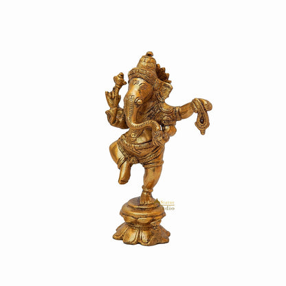 Brass Dancing Ganesha Idol For Home Decor 6 Inch by vendor-unknown - Hindu Gods (View 4)