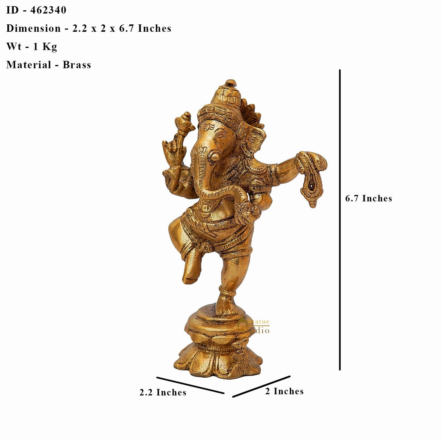 Brass Dancing Ganesha Idol For Home Decor 6 Inch