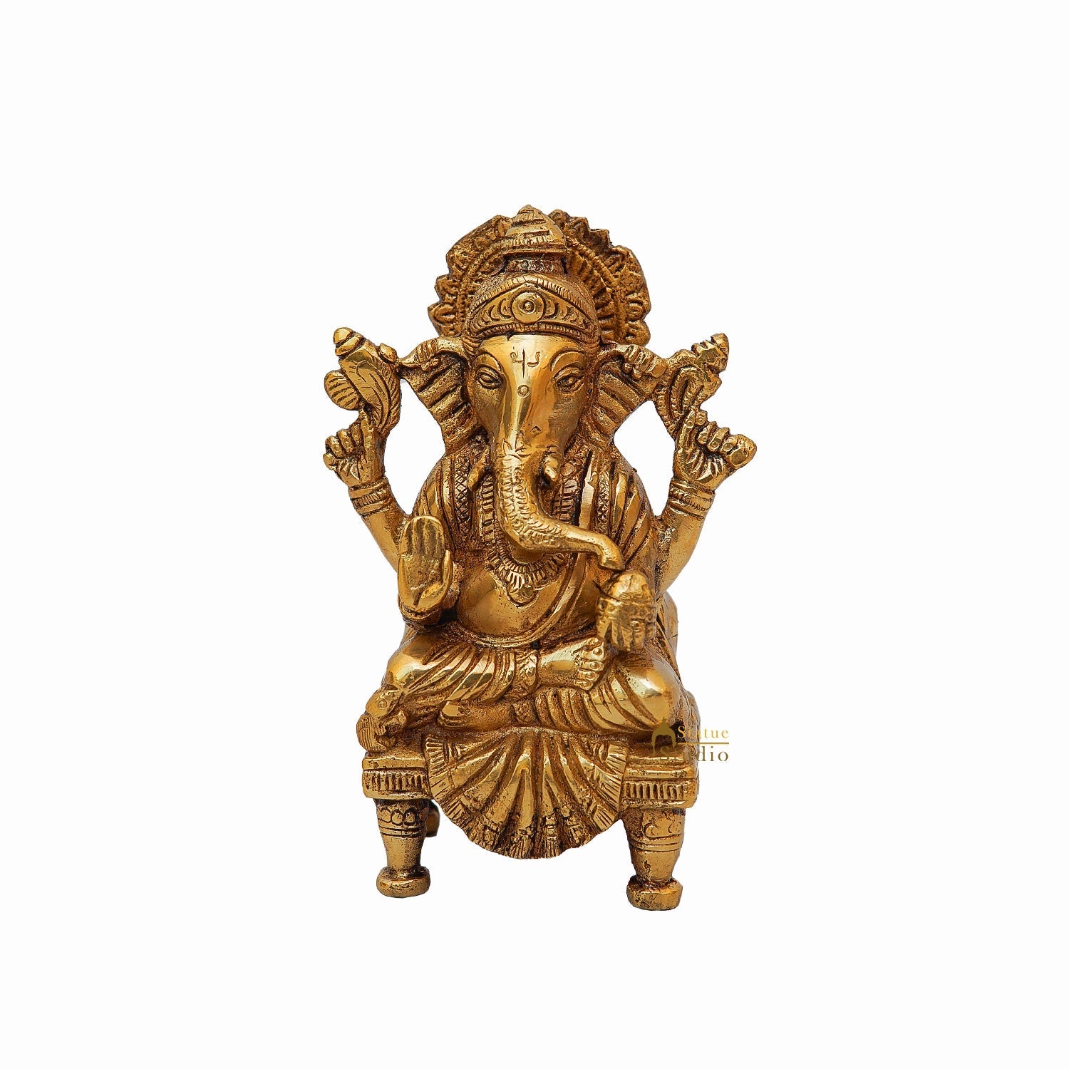 Brass Handicraft Lord Ganesha Statue For Home Decor 6" - Image 3
