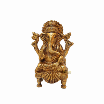 Brass Handicraft Lord Ganesha Statue For Home Decor 6" by vendor-unknown - Hindu Gods (View 3)