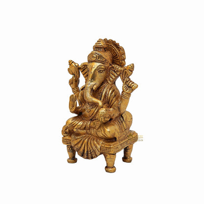 Brass Handicraft Lord Ganesha Statue For Home Decor 6" by vendor-unknown - Hindu Gods (View 4)
