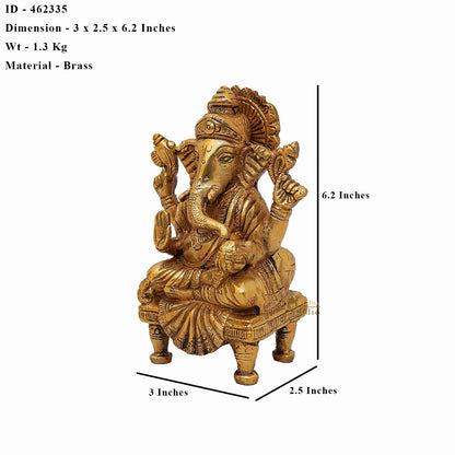 Brass Handicraft Lord Ganesha Statue For Home Decor 6" by vendor-unknown - Hindu Gods (View 6)