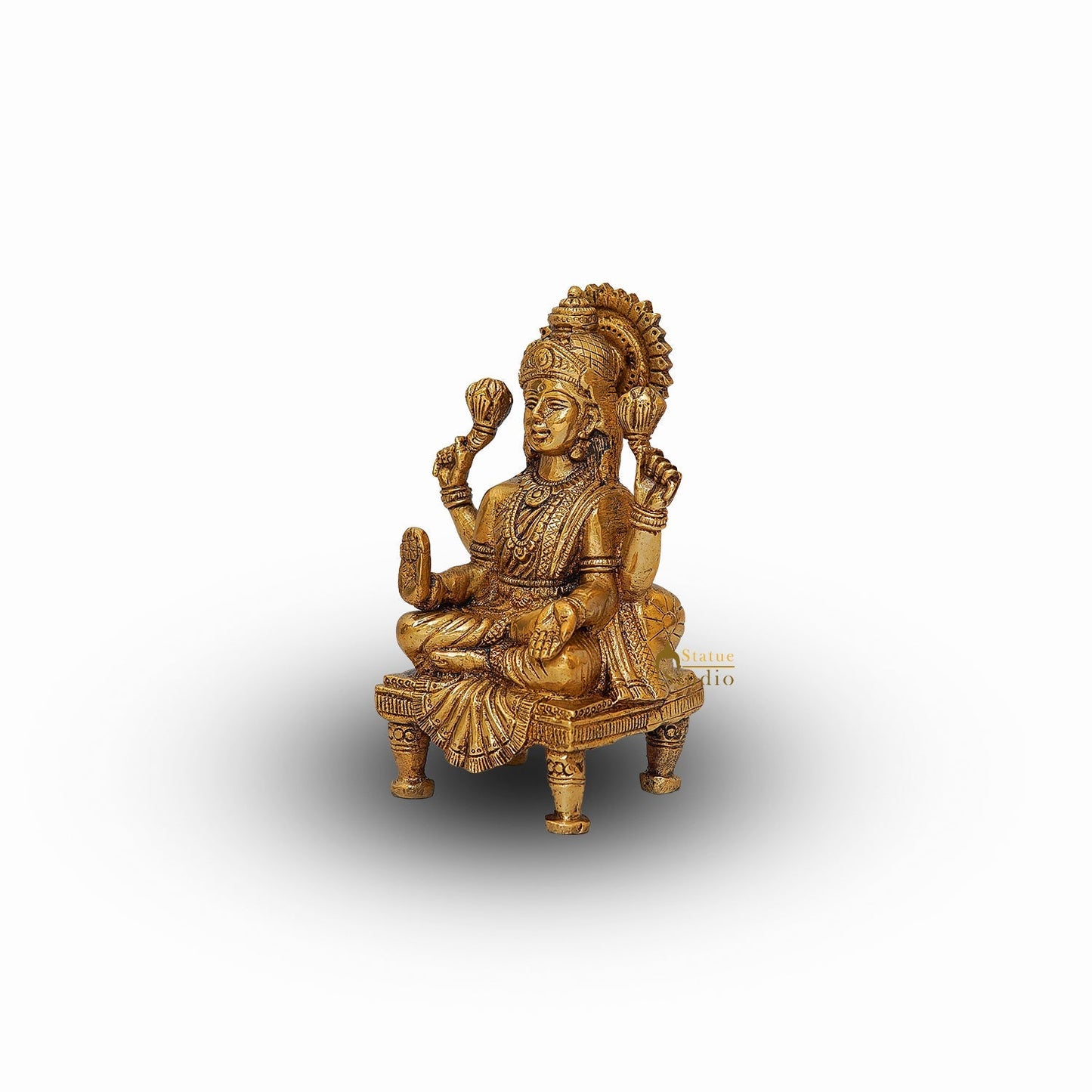 Brass Lakshmi Statue Laxmi Idol Murti Religious Home Decor Lucky 6"