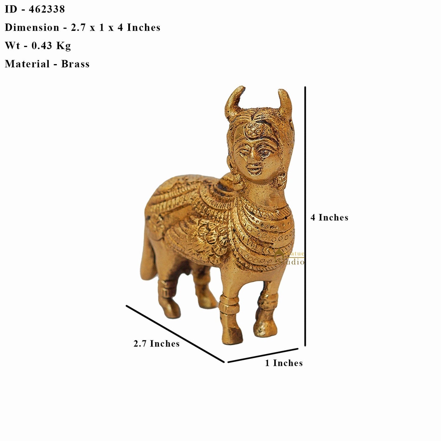 Brass Kamdhenu Cow With Goddess Face 4 Inch