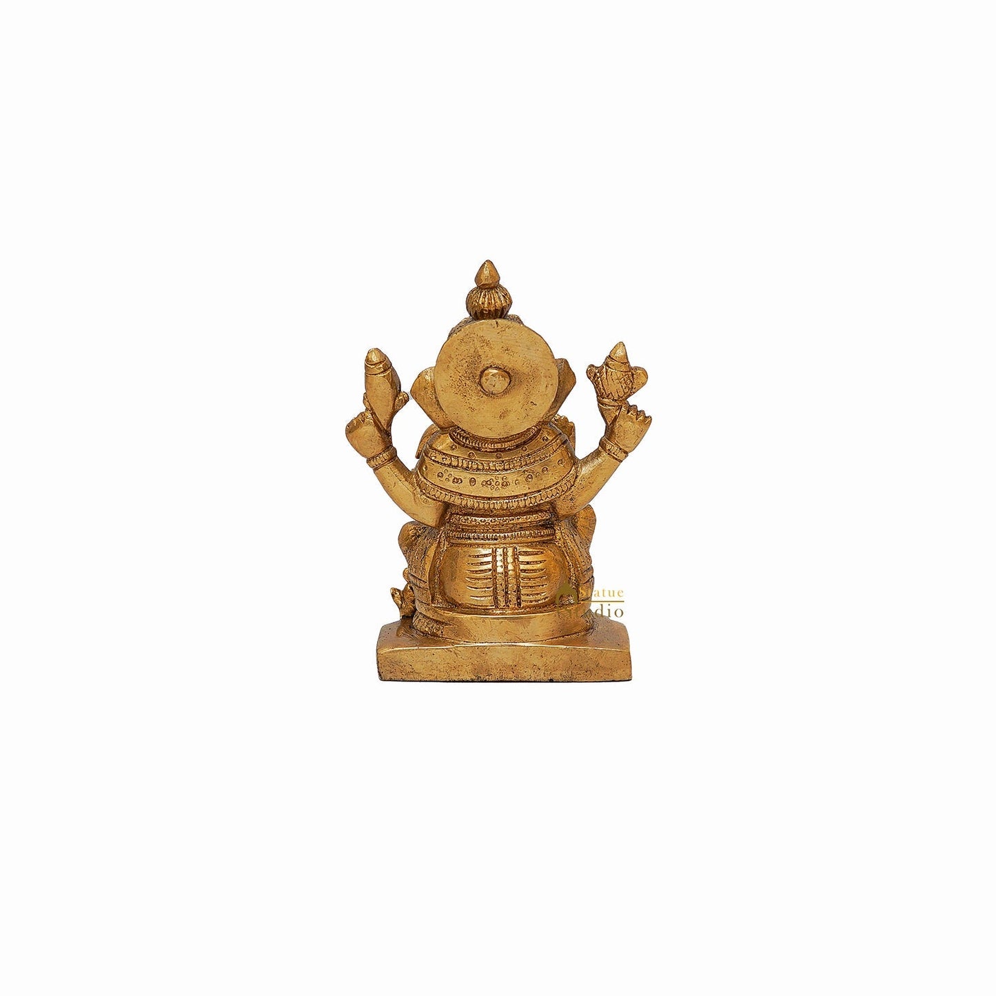 Brass Sitting Ganesha Idol For Home Decor 5 Inch