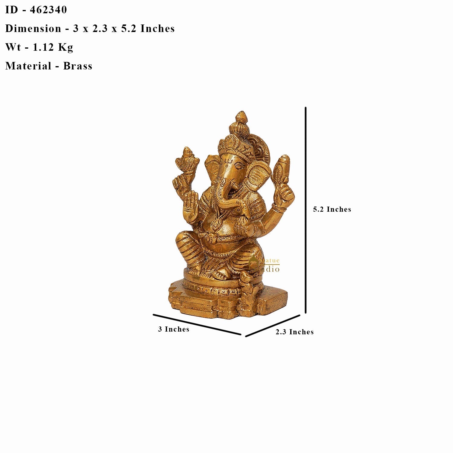 Brass Sitting Ganesha Idol For Home Decor 5 Inch - Image 6