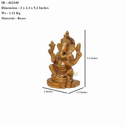 Brass Sitting Ganesha Idol For Home Decor 5 Inch by vendor-unknown - Hindu Gods (View 6)