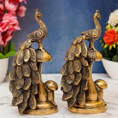 Brass Antique Peacock On Tree Showpiece Decorative For table Decor 8" by vendor-unknown - Decor