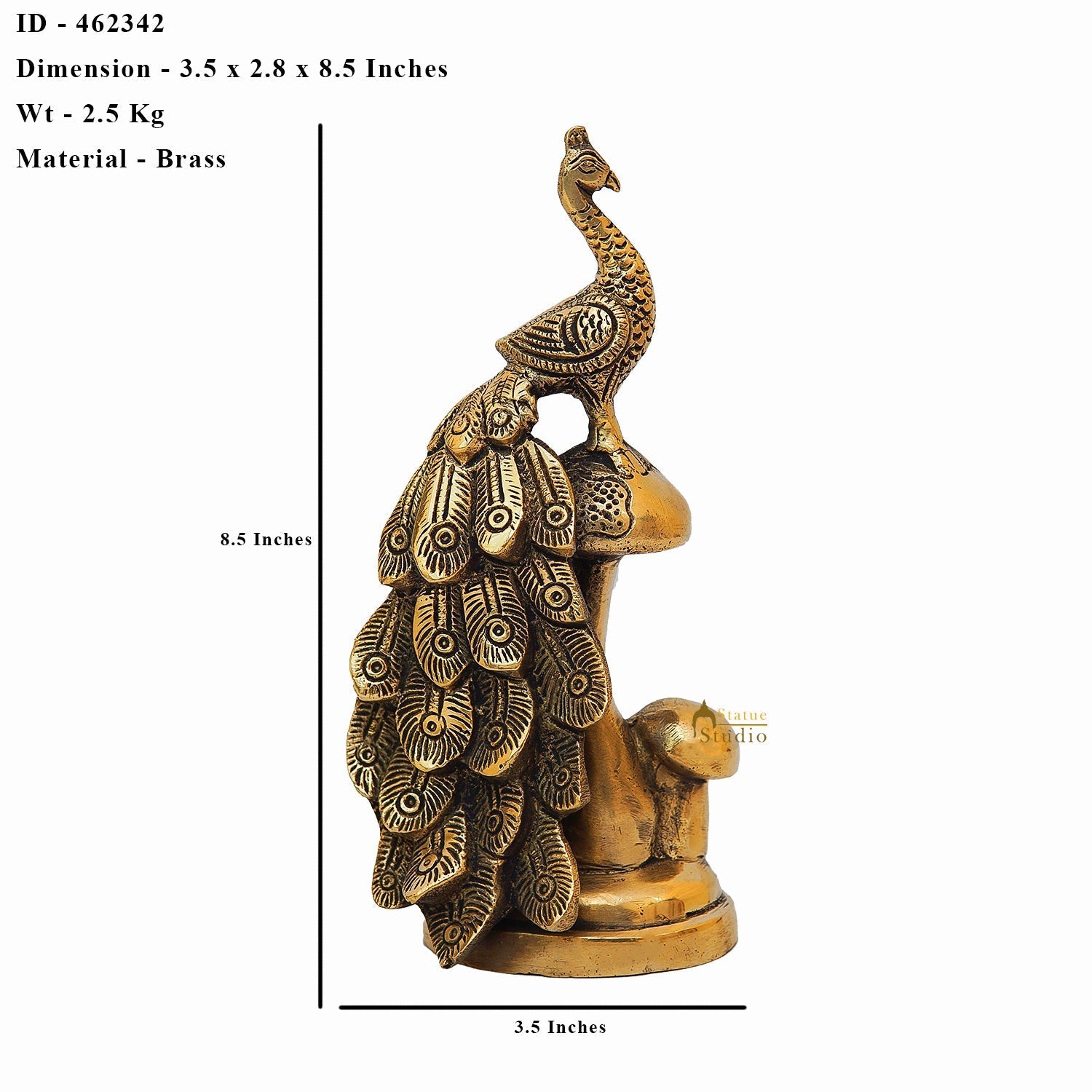 Brass Antique Peacock On Tree Showpiece Decorative For table Decor 8" - Image 5