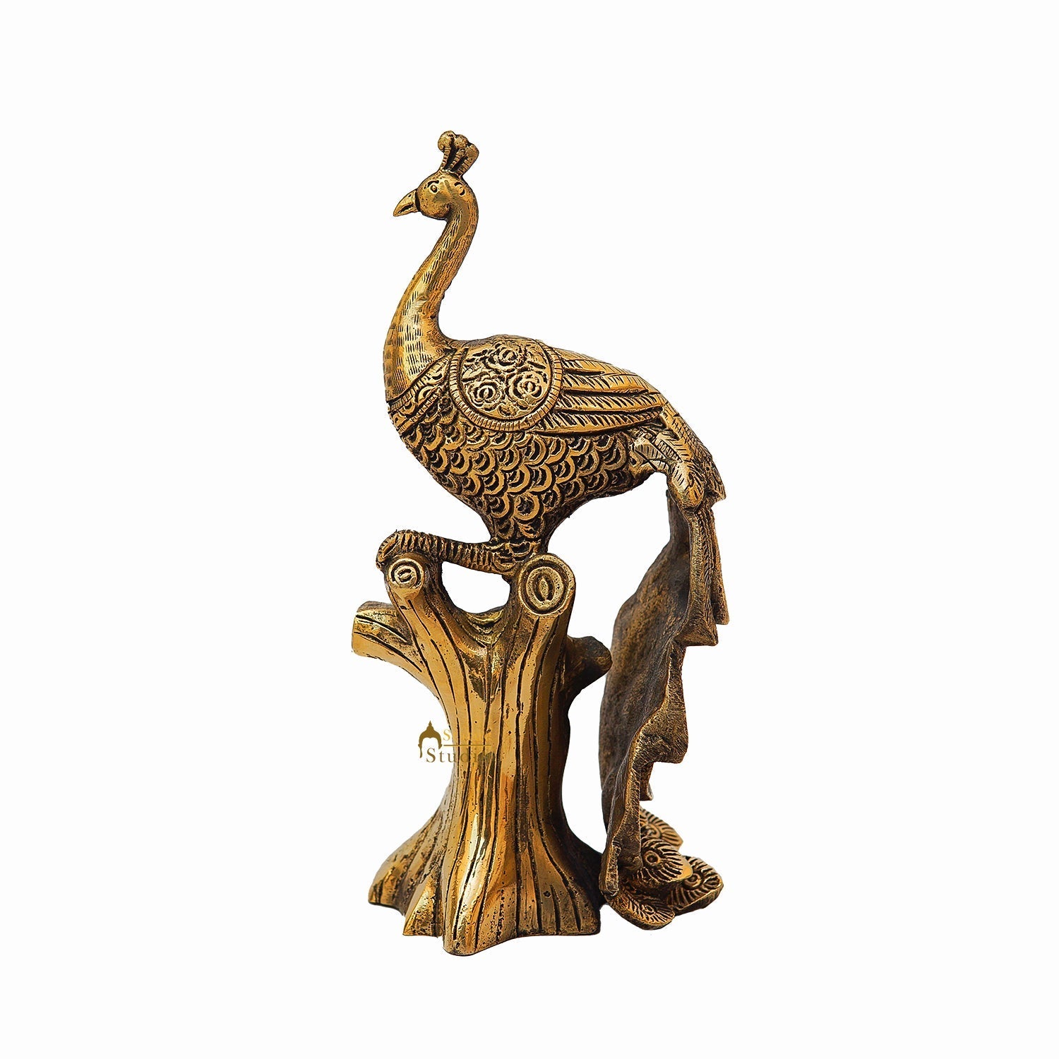 Brass Antique Peacock On Tree Showpiece Decorative For table Decor 8.5" - Image 4