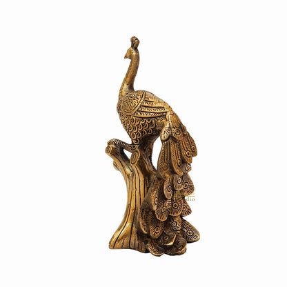 Brass Antique Peacock On Tree Showpiece Decorative For table Decor 8.5" by vendor-unknown - Decor (View 5)