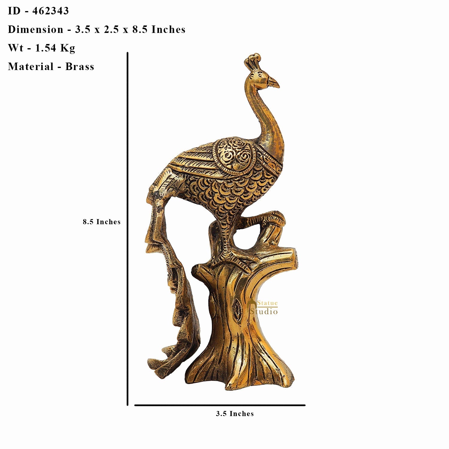 Brass Antique Peacock On Tree Showpiece Decorative For table Decor 8.5" - Image 6