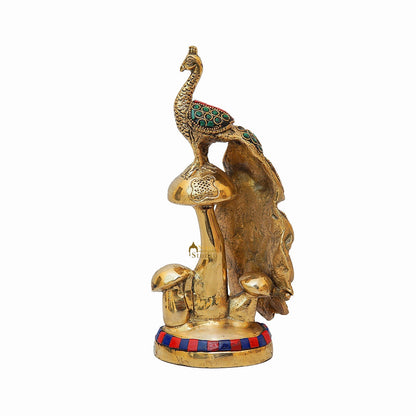 Brass Peacock On Tree Stone Showpiece Decorative For table Decor 8" by vendor-unknown - Decor (View 6)