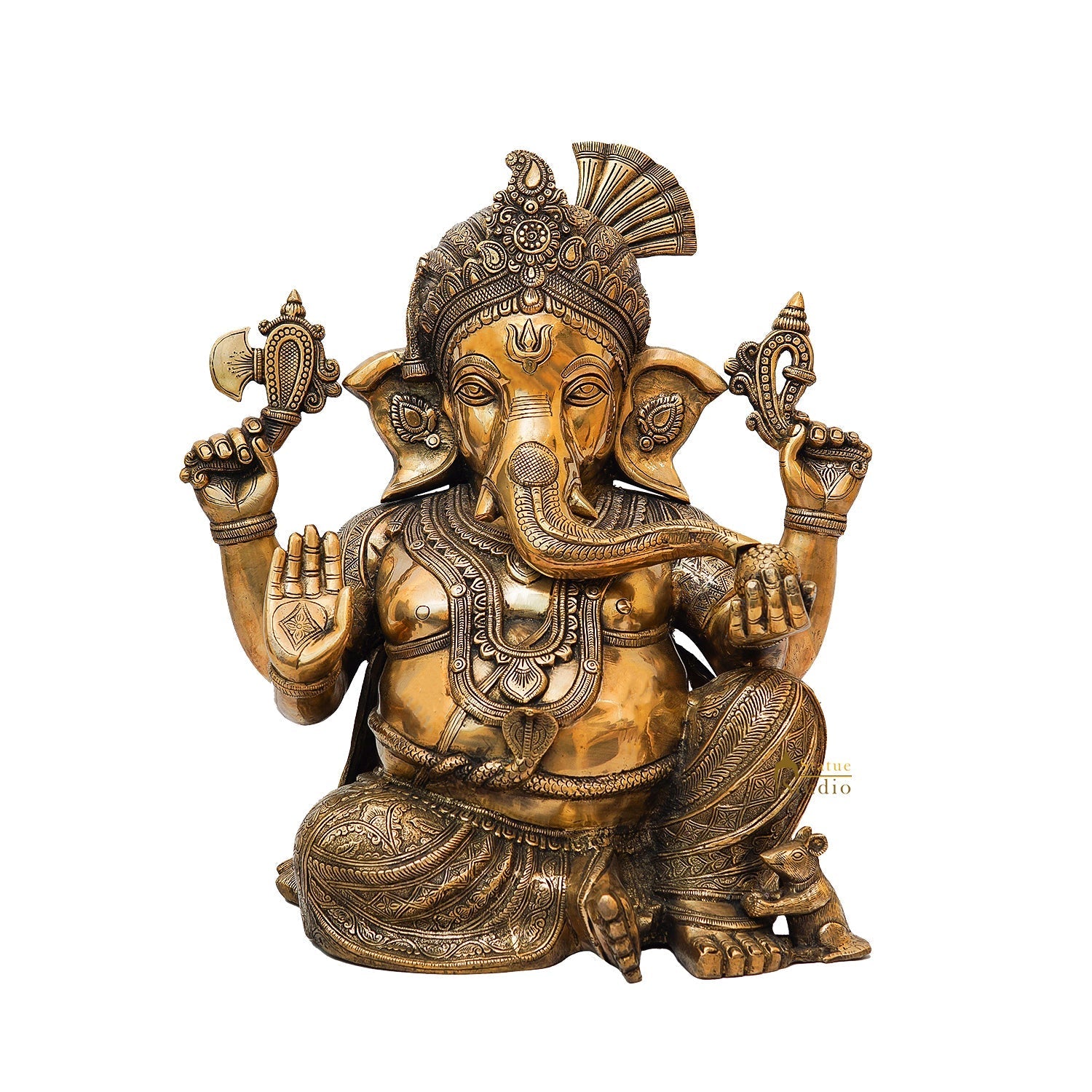 Brass Large Lord Ganesha Statue Finely Crafted For Home Decor 20" - Image 3