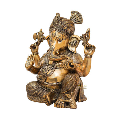 Brass Large Lord Ganesha Statue Finely Crafted For Home Decor 20" by vendor-unknown - Hindu Gods (View 4)