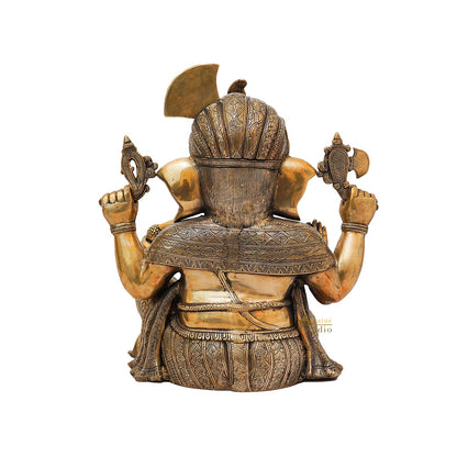 Brass Large Lord Ganesha Statue Finely Crafted For Home Decor 20" by vendor-unknown - Hindu Gods (View 5)