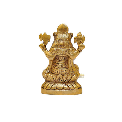 Brass Ganesha Idol Sitting On Lotus Base 5.5 Inch by vendor-unknown - Hindu Gods (View 5)