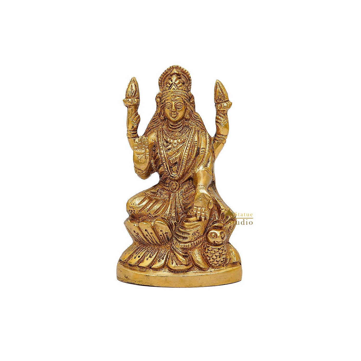 Brass Goddess Lakshmi Statue 6" - Image 3