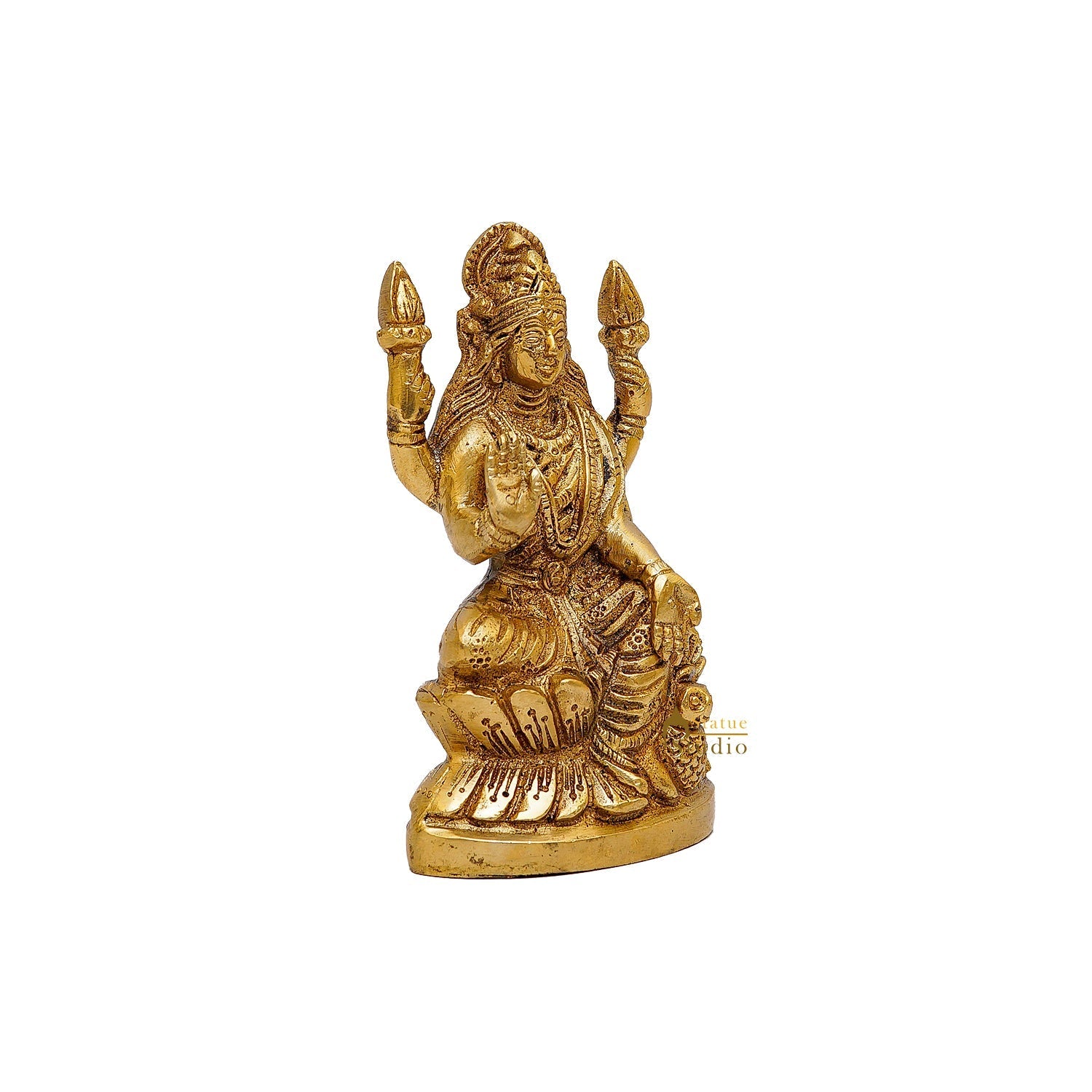 Brass Goddess Lakshmi Statue 6" - Image 4