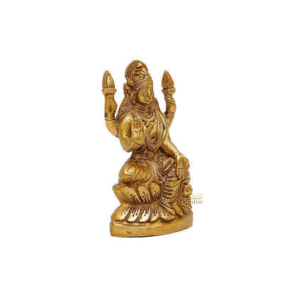 Brass Goddess Lakshmi Statue 6" by vendor-unknown - Hindu Gods (View 4)