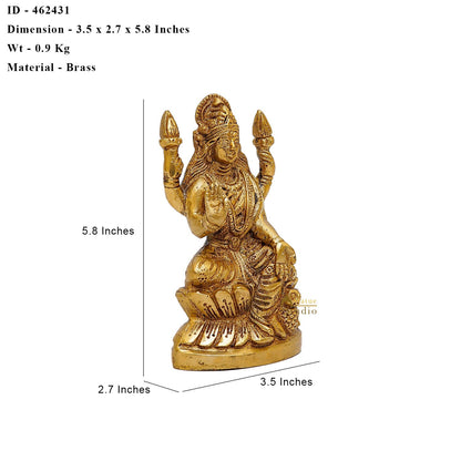 Brass Goddess Lakshmi Statue 6" by vendor-unknown - Hindu Gods (View 6)