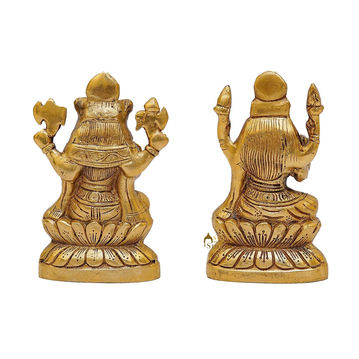 Brass Ganesha Lakshmi Idols For Diwali Decor 6 Inch - Image 4