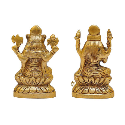 Brass Ganesha Lakshmi Idols For Diwali Decor 6 Inch by vendor-unknown - Hindu Gods (View 4)