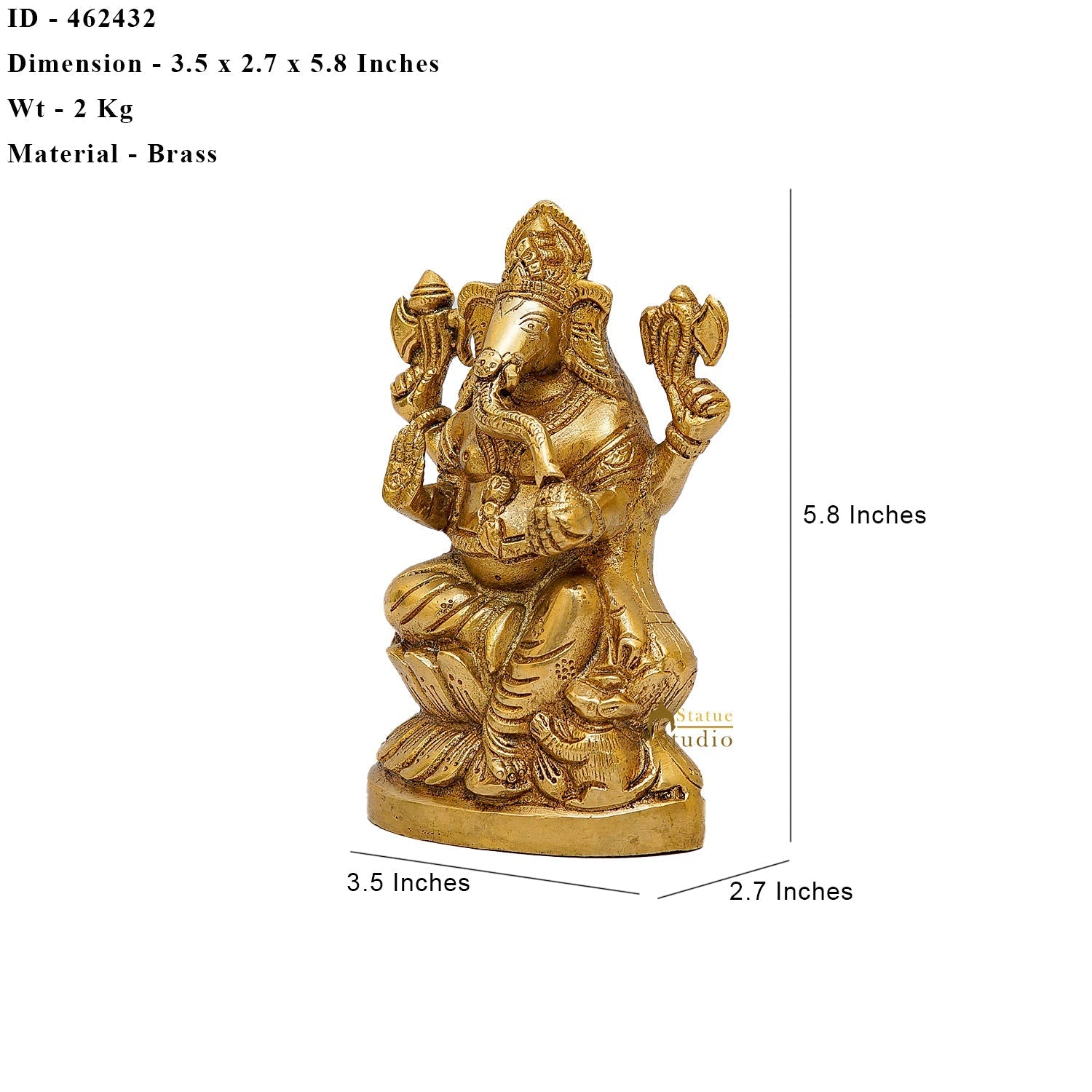 Brass Ganesha Lakshmi Idols For Diwali Decor 6 Inch - Image 6