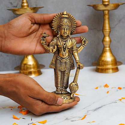 Brass Standing Vishnu Idol 6.5 Inch by vendor-unknown - Hindu Gods (View 2)